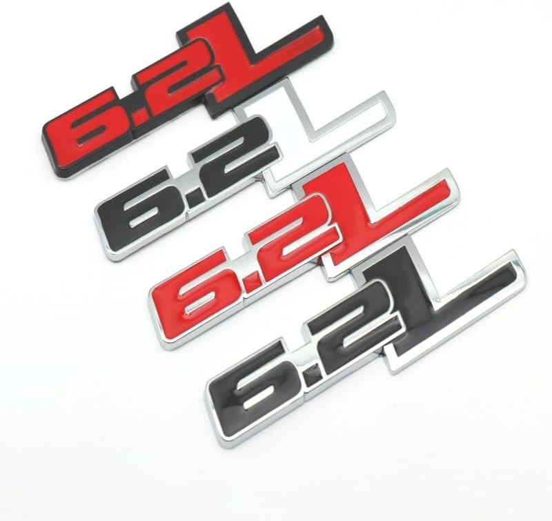 2Pc 6.2L Emblems Engine Name 3D Metal Badge Aluminum Adhesive Sticker Decal