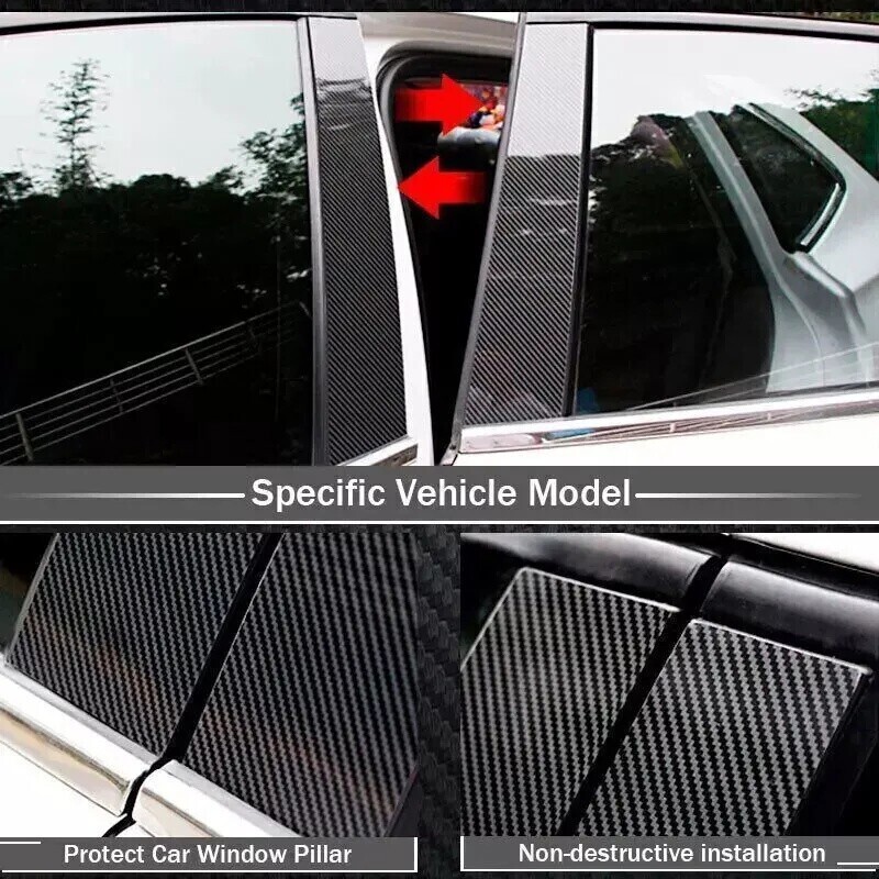 Carbon Fiber Door Window Pillar Post Trim For 2018-2024 Toyota Camry Accessories