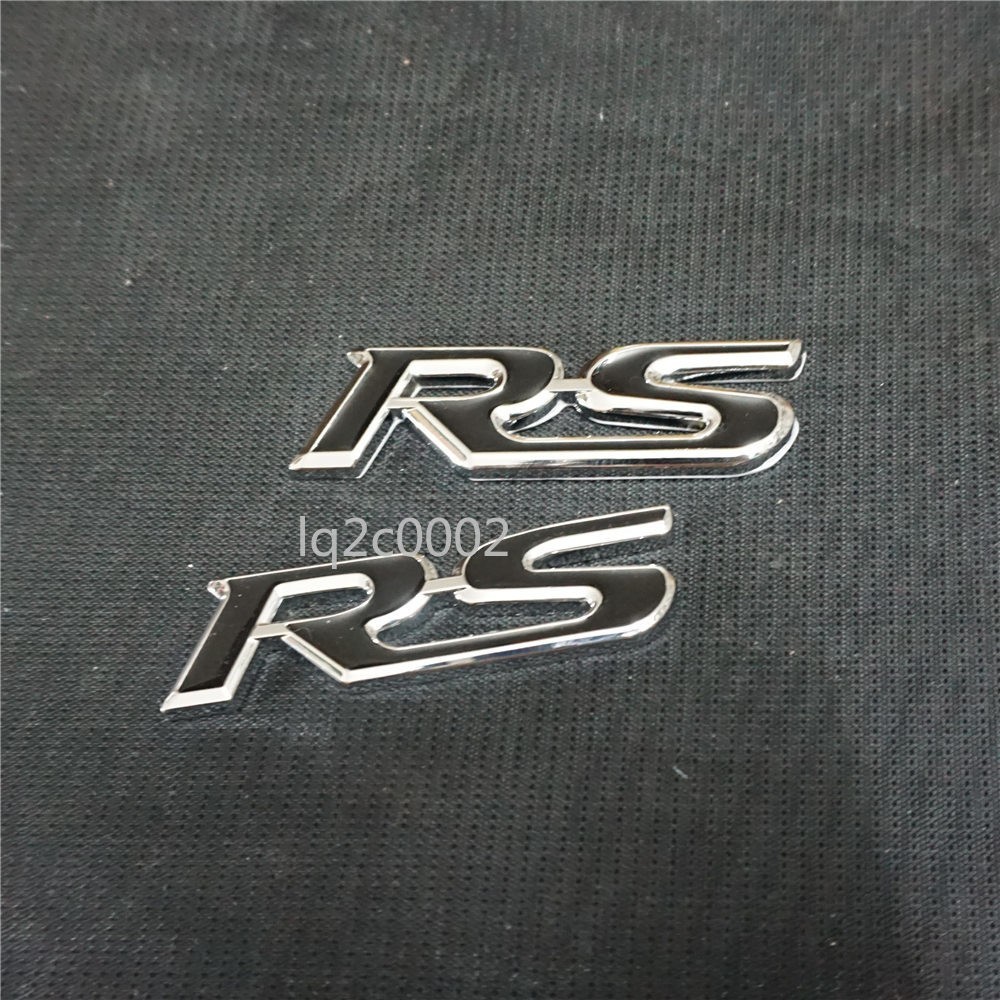 Black Silver RS Chrome Metal Big Grille Emblem + 3x Sticker Decal Badge AWD Line