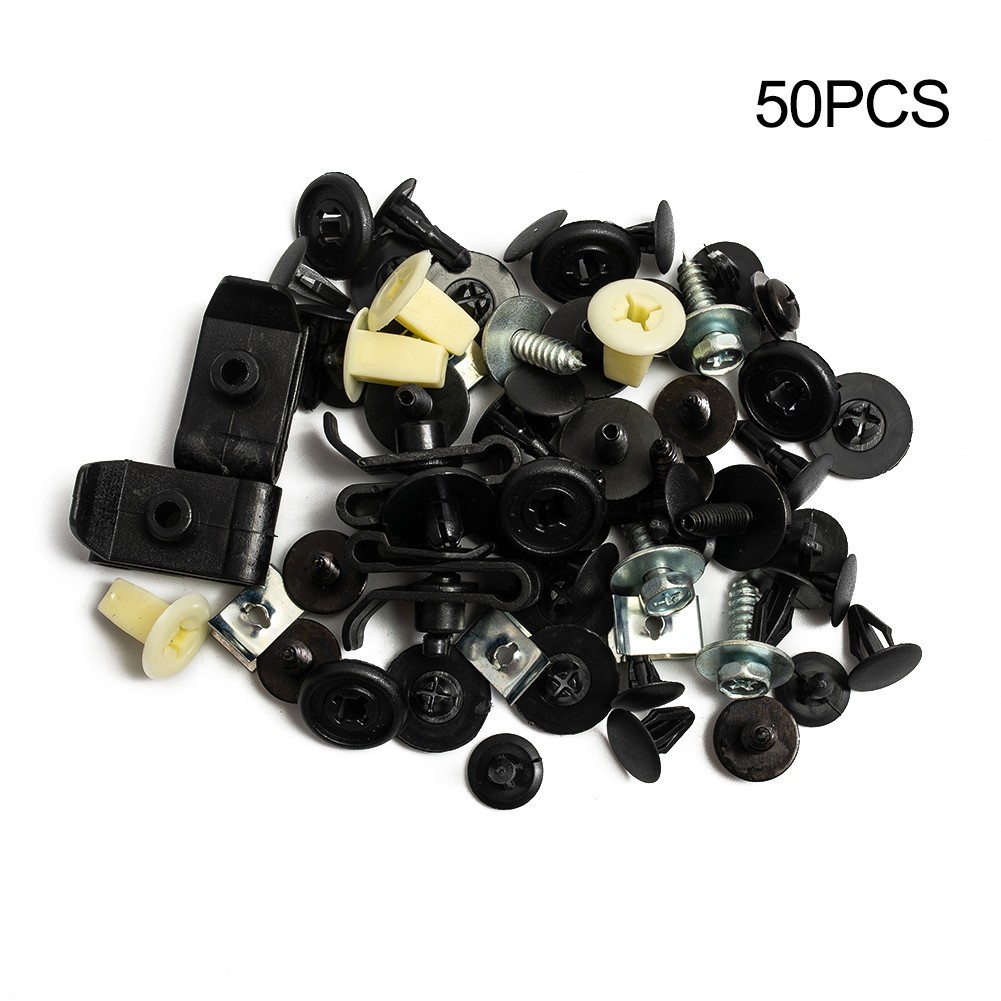 Parts Fasteners Plastic And Metal 50 Pcs Under Engine Cover Clips Underbody New
