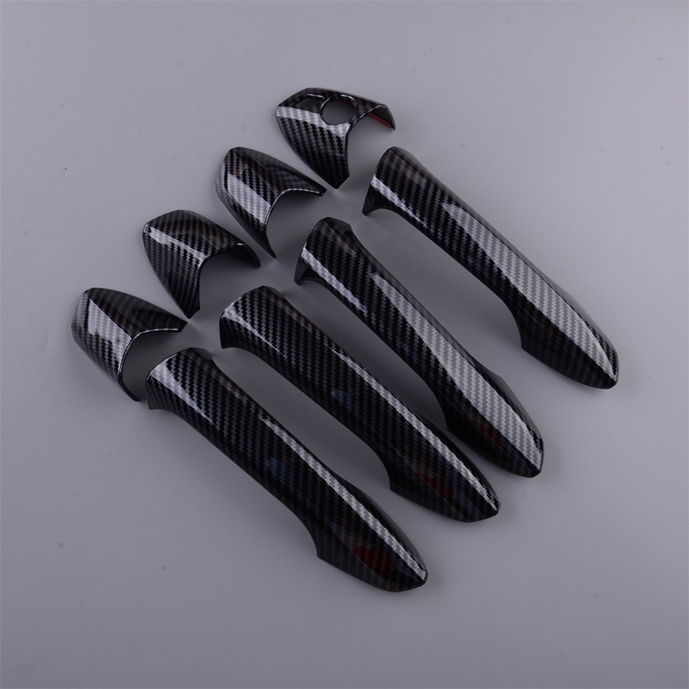8PCS LHD Outer Door Handle Cover Carbon Fiber Look For 08-15 W204 C300 C63 C250