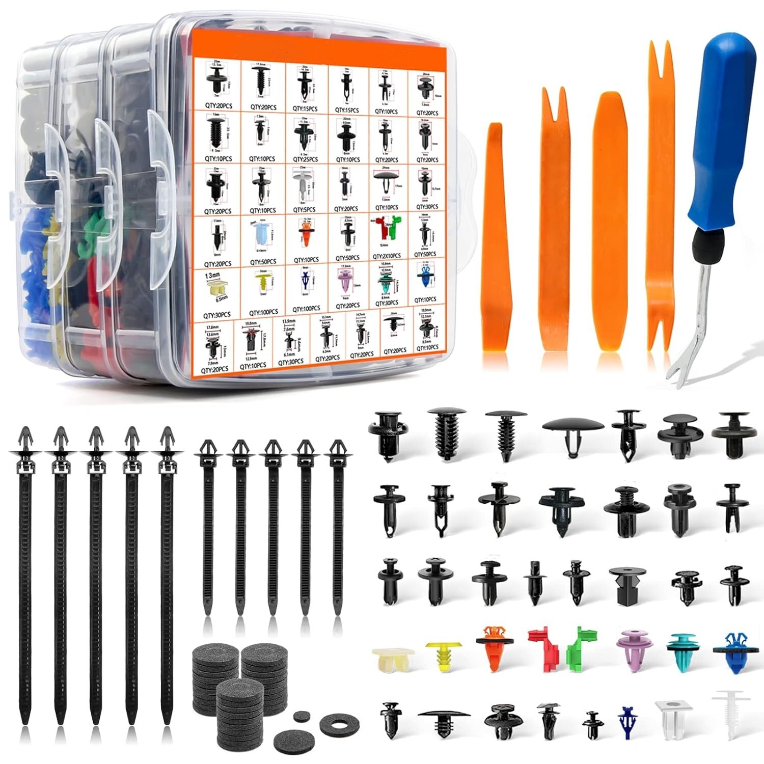1300PCS Car Push Retainer Clips Door Panel Bumper Fender Rivets Fasteners Clips