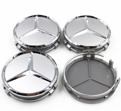 4PCS Fit- Mercedes-Benz A C E S Wheel Center Rim Hub Caps Emblem Matte Silver