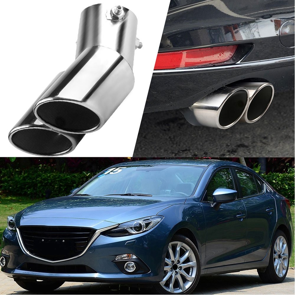 Car Rear Exhaust Dual Pipe Tail Muffler Tip Auto Accessories Replace Chrome EAH