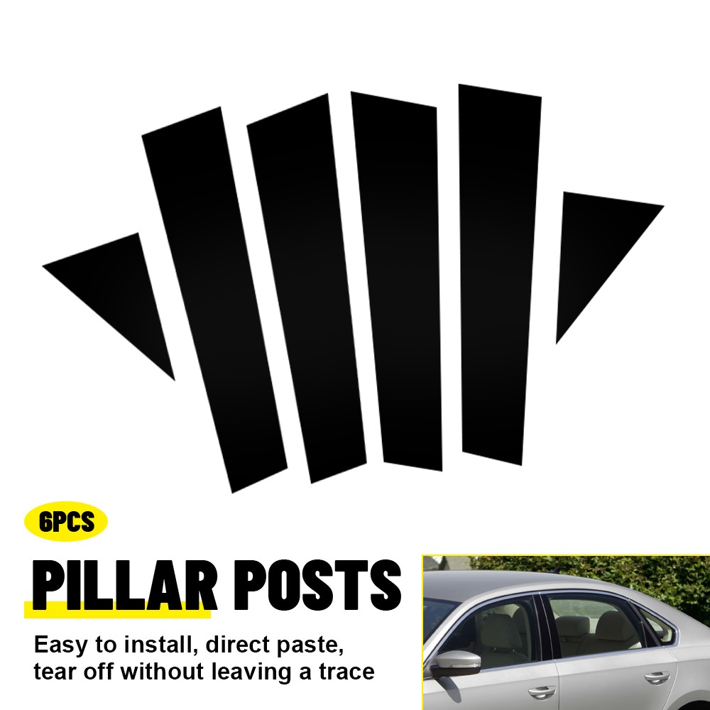 For VW Passat Sedan 2011-2019 Black Pillar Posts Door Window Cover Trim 6PC/Set