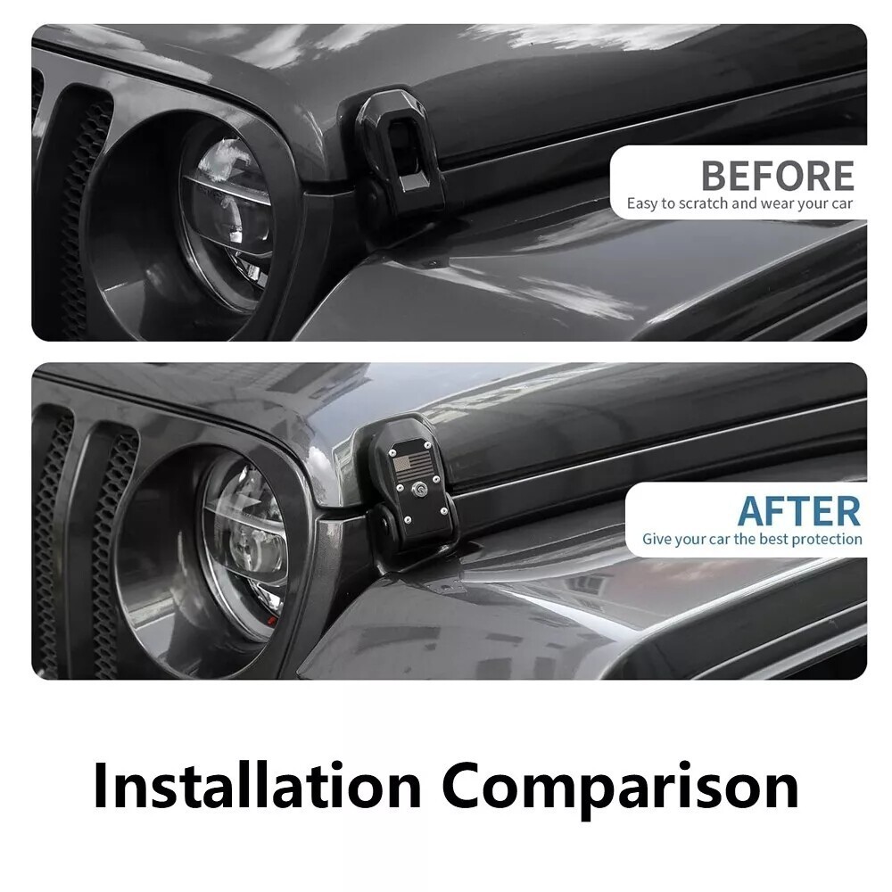 2PCS Car Engine Lock Hood Latches Catch w/key FOR Jeep Wrangler JL 2018-2023