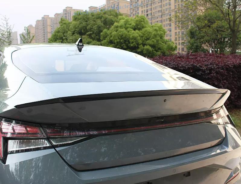 For Hyundai Elantra 2021-2024 Glossy Black Rear Trunk Spoiler Wing Flap Bar 1X