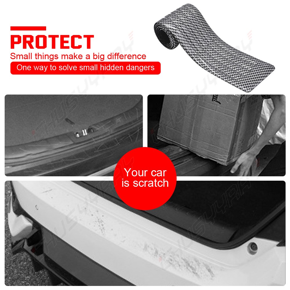 Car Rear Bumper Protector Guard, Carbon Fiber Anti-Scratch Trunk D Size: 90x7cm