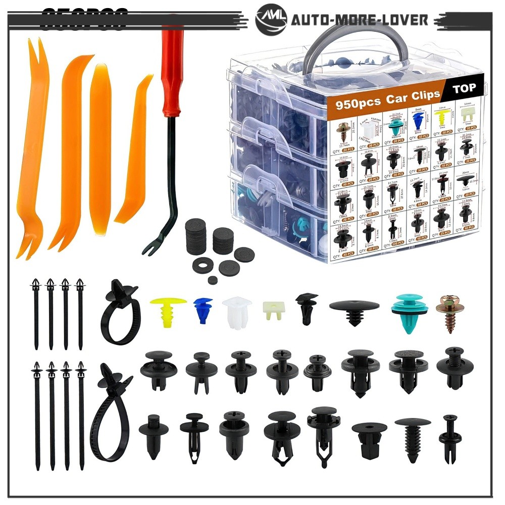 Auto Fastener Set Push Pins 955×Car Body Clip Bumper Multicolor Clip Plastic