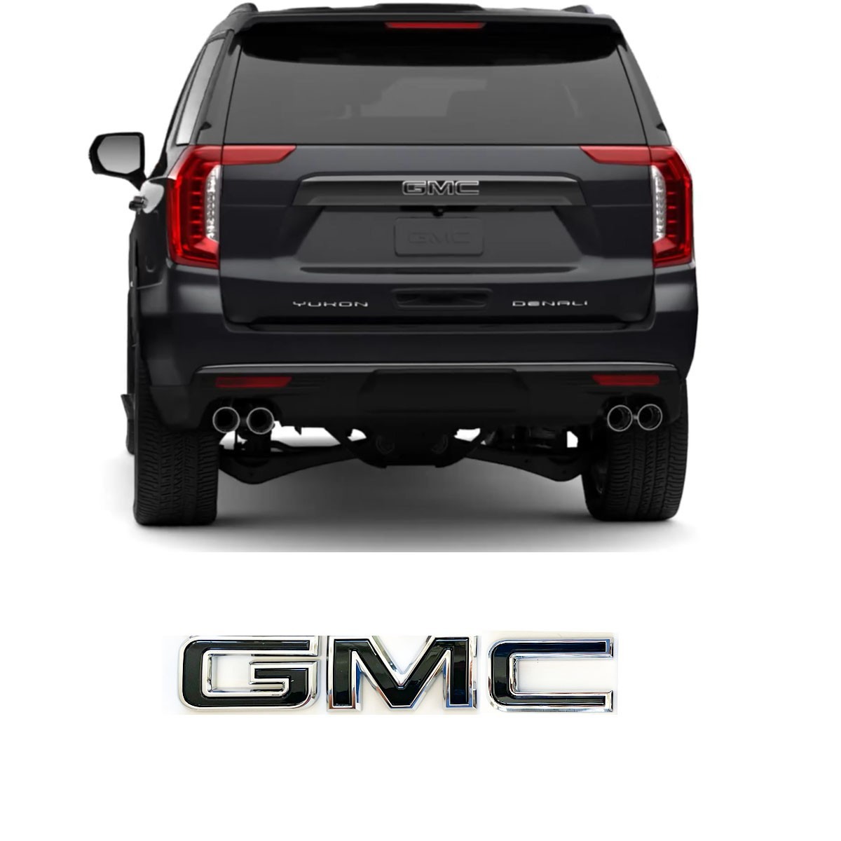 New Chrome Gloss Black GMC Emblems Fit 2021-24 Yukon, 20+ Acadia ,22+ Terrain