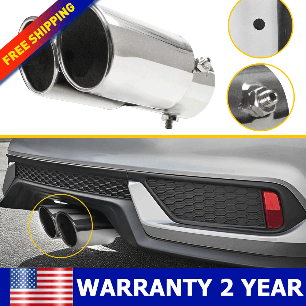 Chrome 2.5in” Car Stainless Steel Rear Exhaust Pipe Tail Muffler Accessories Tip