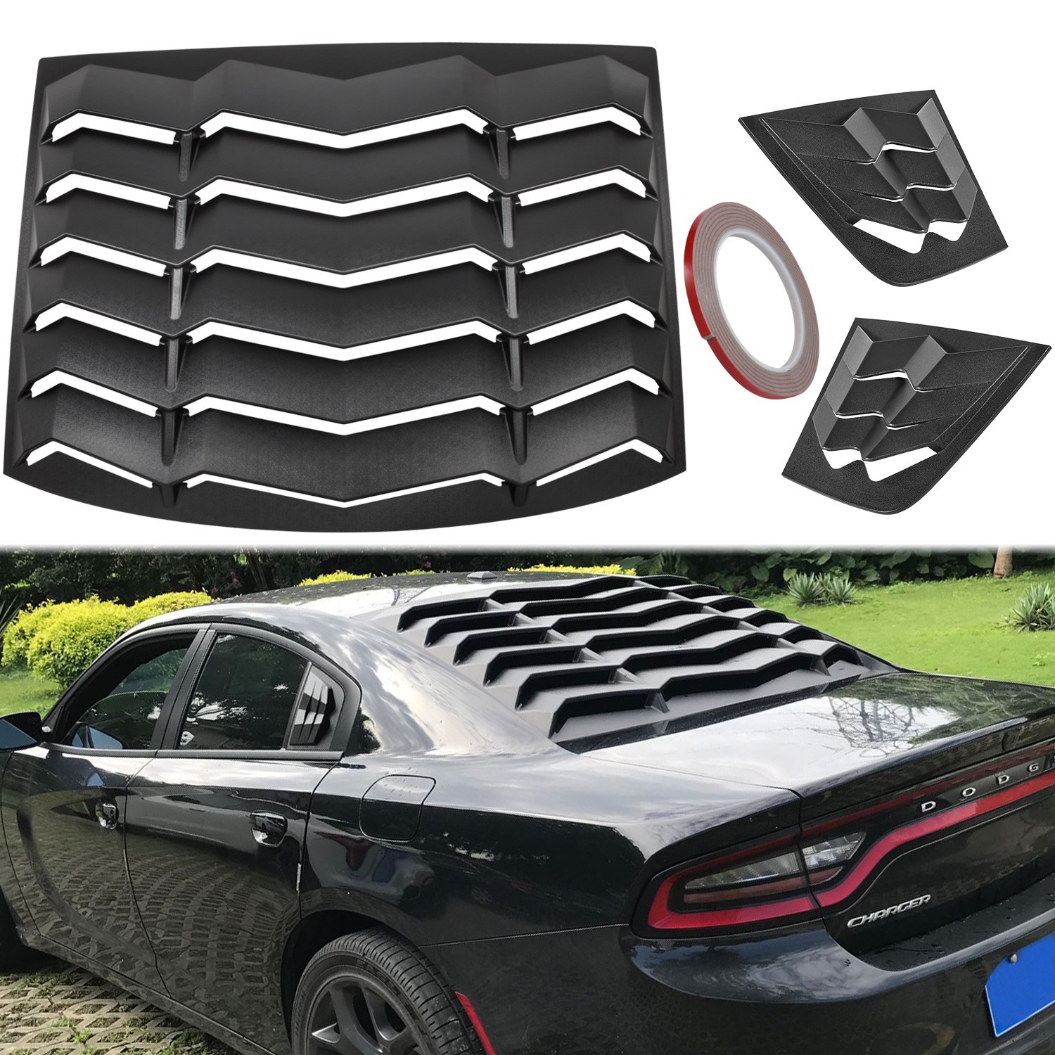 Rear and Side Window Louvers Fit for Dodge Charger 2011-2024 GT Lambo Style