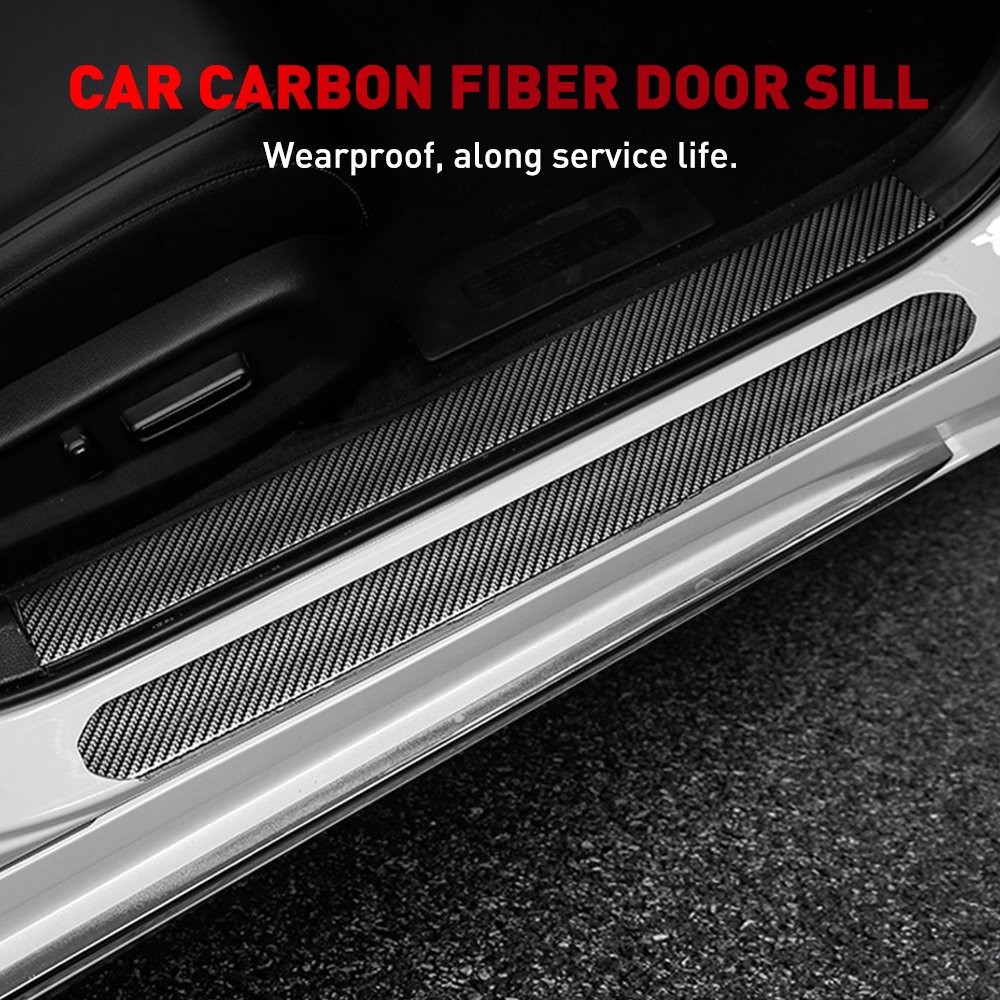 Carbon Fiber Car Door Sticker Body Protector Scuff Cover Sill Anti Scratch Guard
