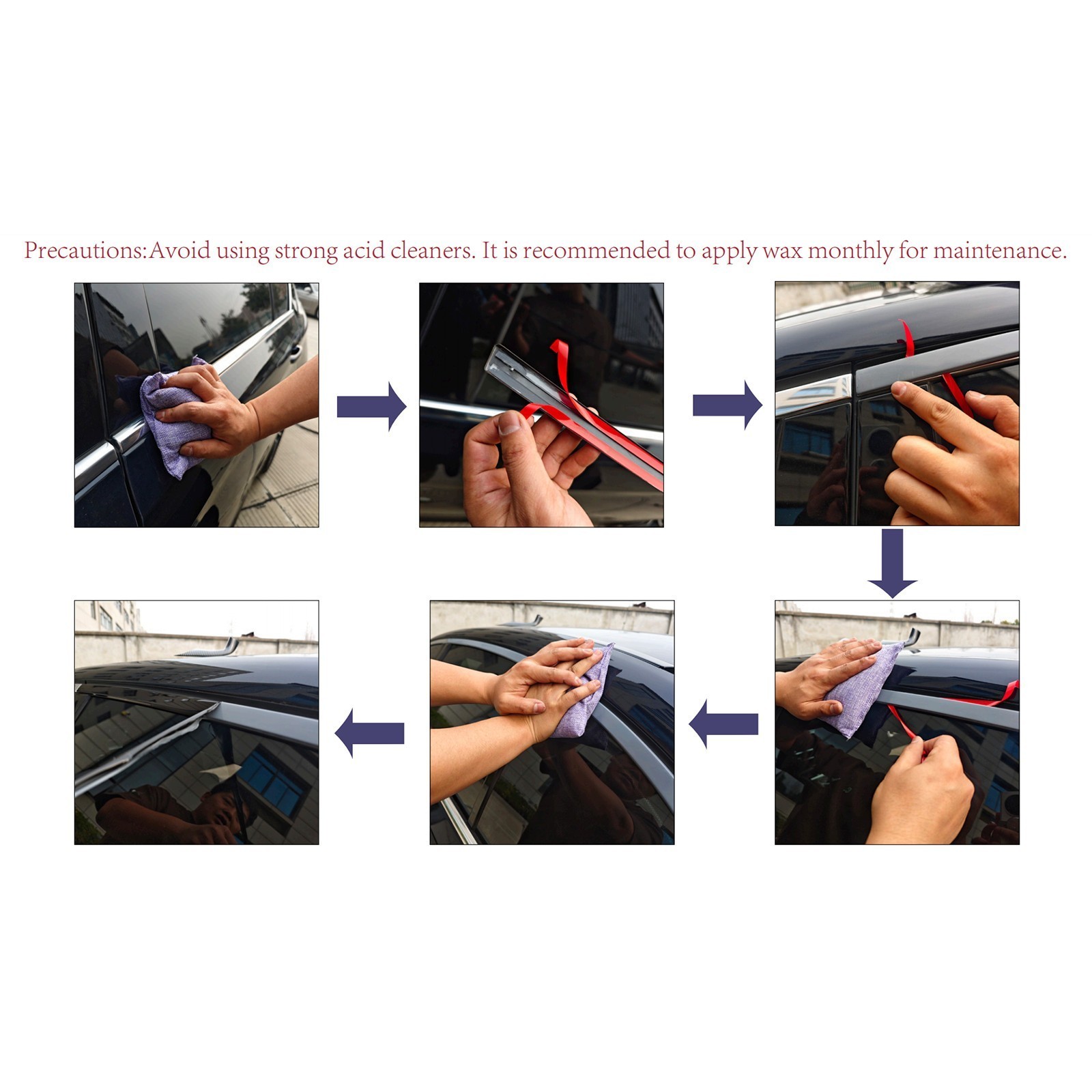 10x Glossy black Car Window Sill Molding Strip Cover Trim For BMW X5 2014-2018