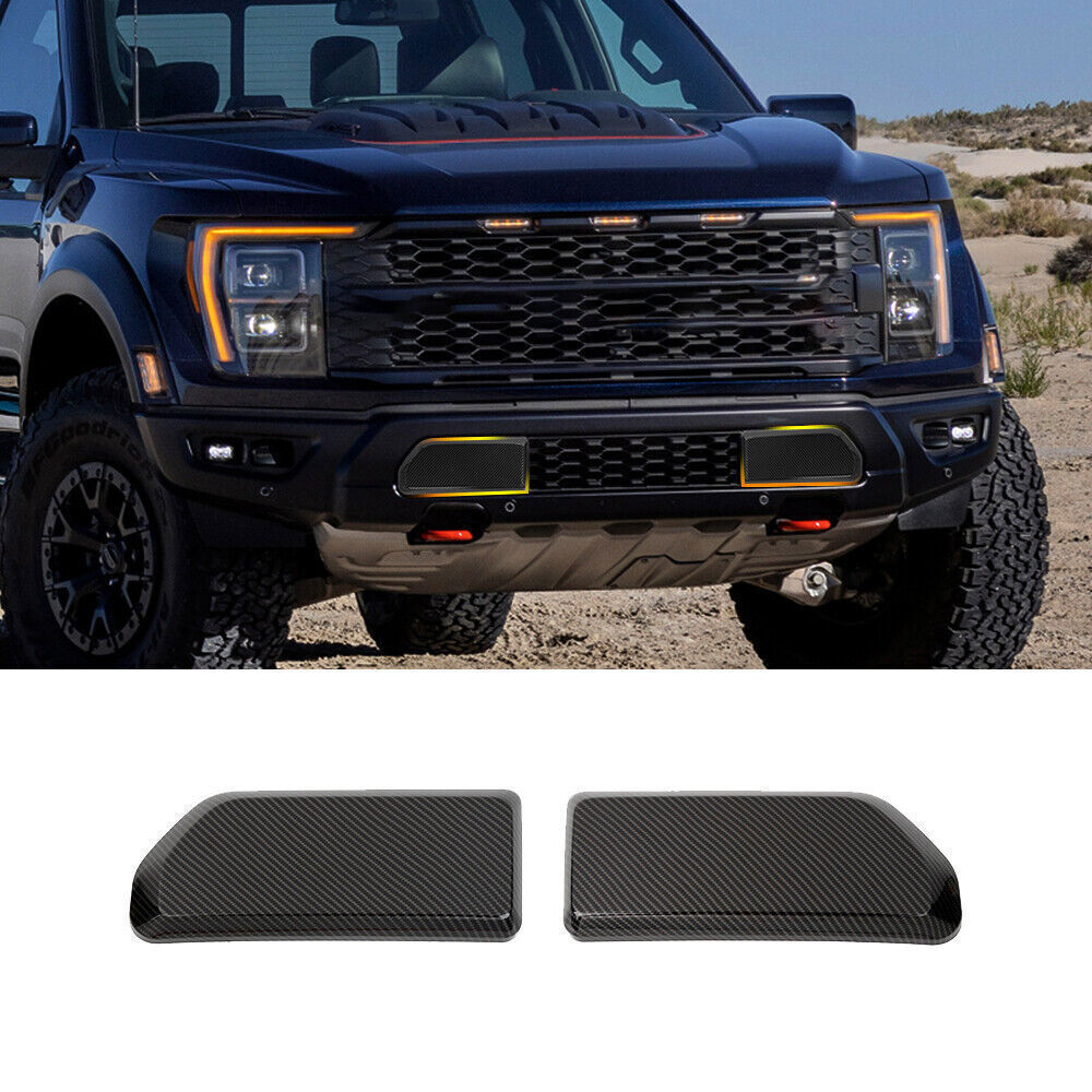 2* Carbon Fiber Front Bumper Corner Panel Cover Trim For Ford F150 Raptor 2021+