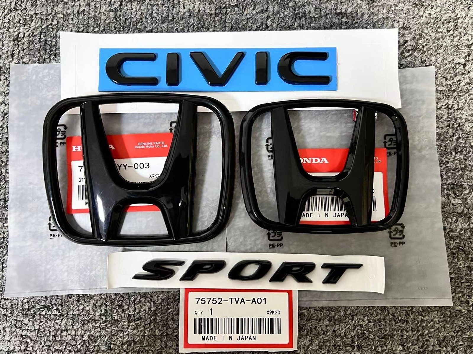 4PCS For Honda Civic SI EX Sedan 2022-26 Glossy Black Emblem Badge Front Rear🔥