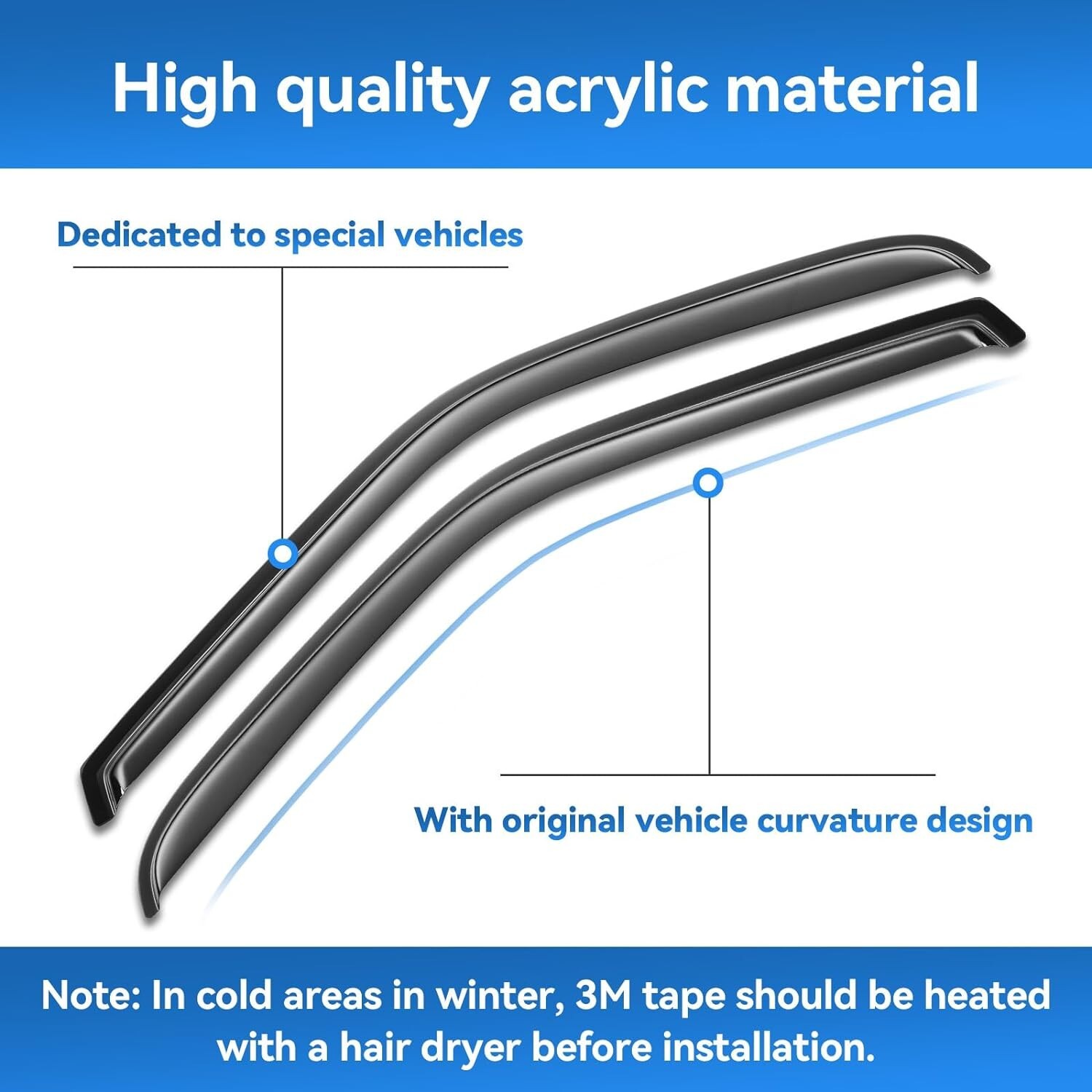 Window Visor Rain Guard OE Style Clip-on Smoked Tinted Fit Honda Accord 13-2017