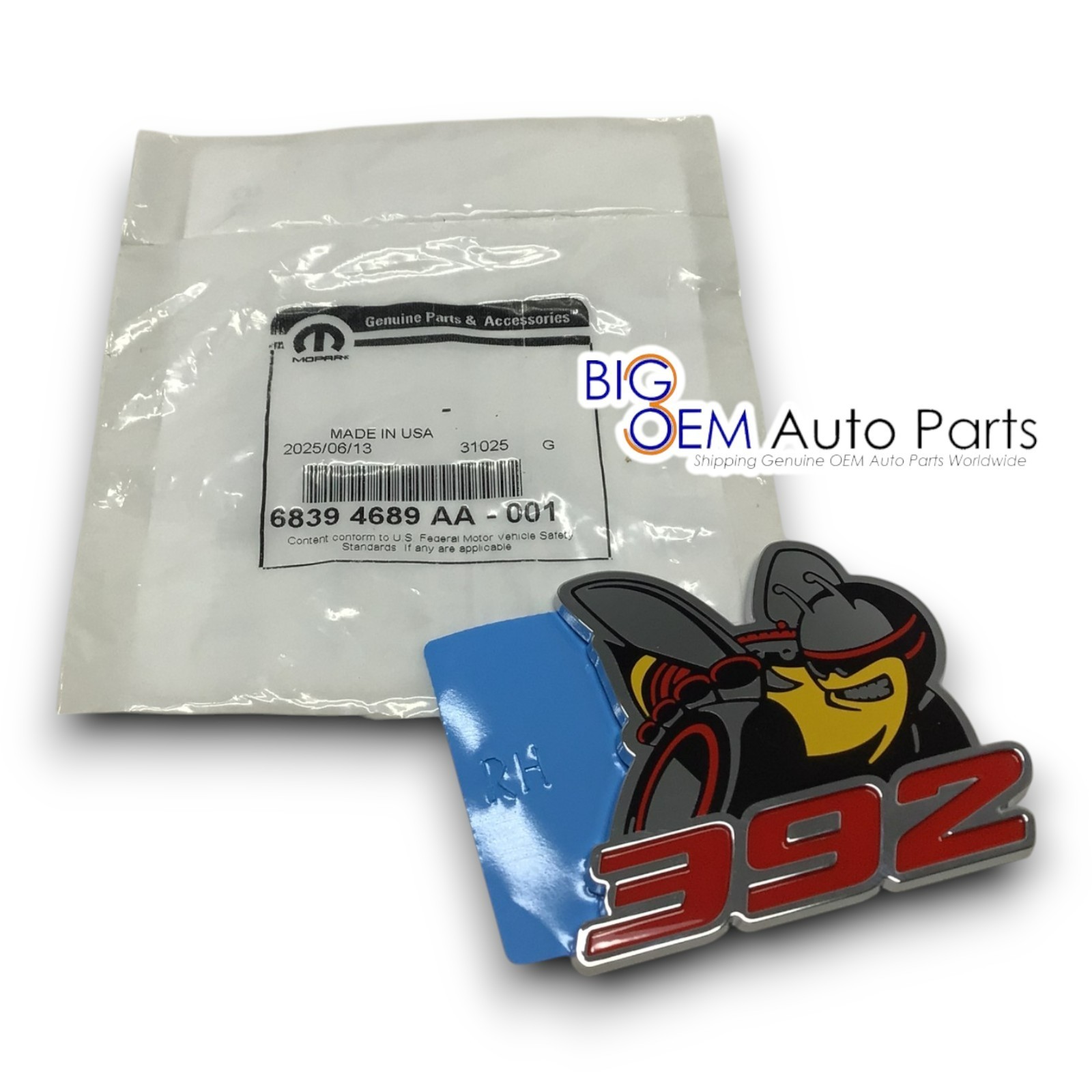 new OEM 19-23 Dodge Challenger Drag Kit 392 Passenger Fender Emblem68394689AA