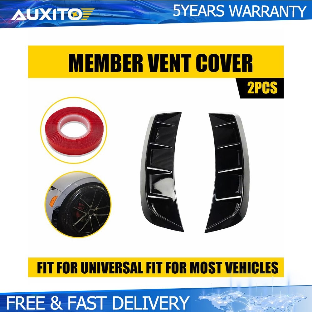 2pc Glossy black Car Side Fender Vent Air Wing Cover Trim Exterior Accessories A