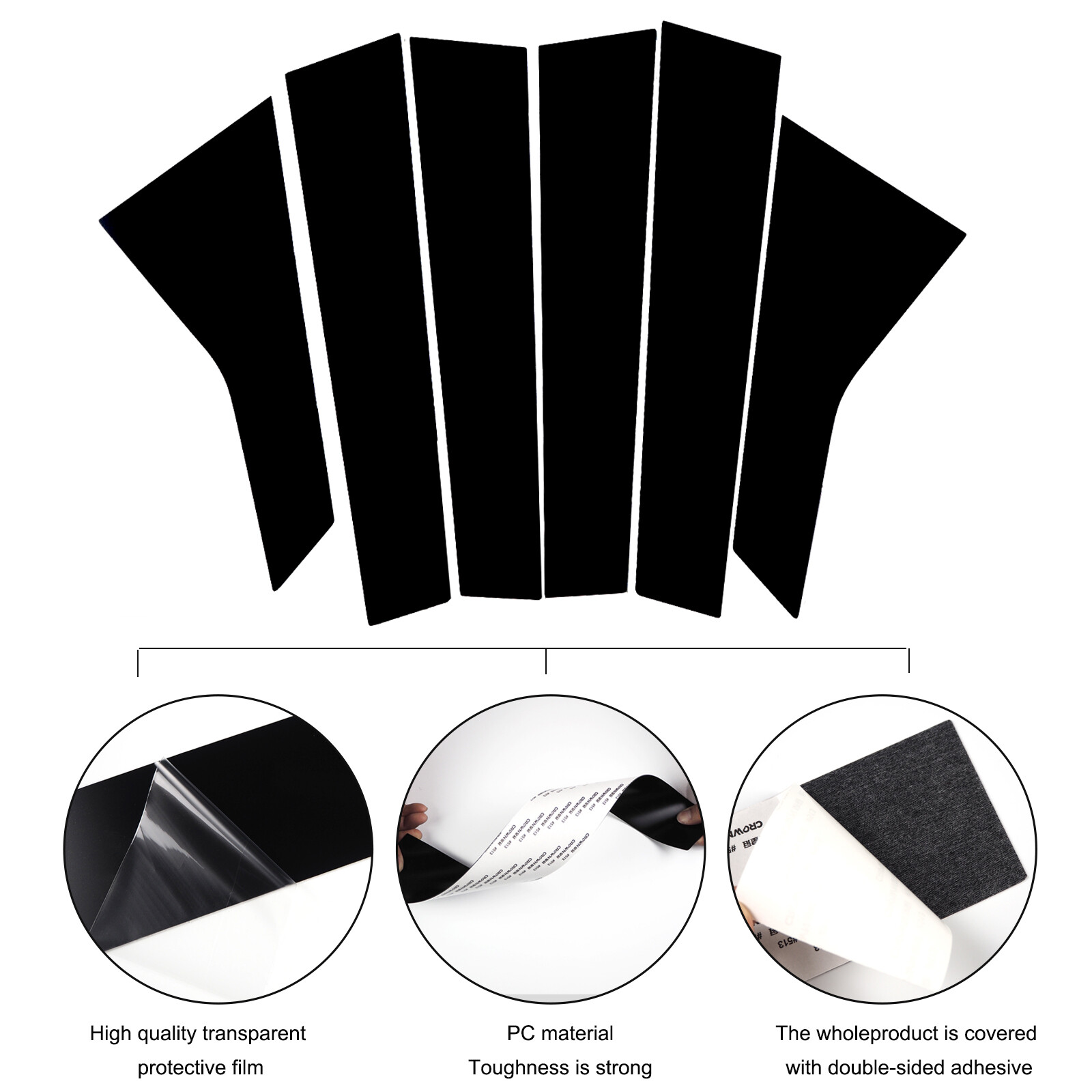6pcs Glossy Black Pillar Post for 2018-2021 Honda Accord Window Door Trim Cover