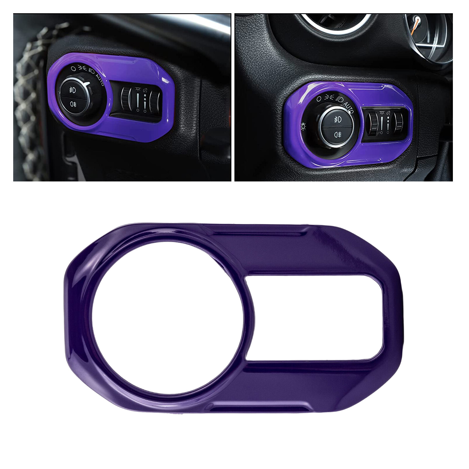 Car Headlight Switch Button Decor Cover Trim Stickers for Jeep Wrangler JL 18-21