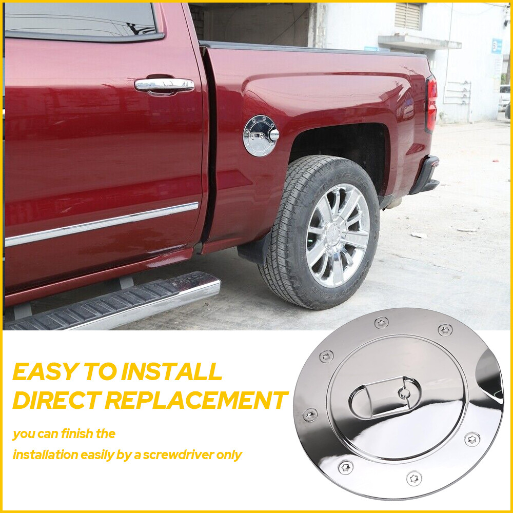 For Chevy Silverado GMC Sierra 1500 2500 3500 Chrome Fuel Gas Cap Door Cover USA