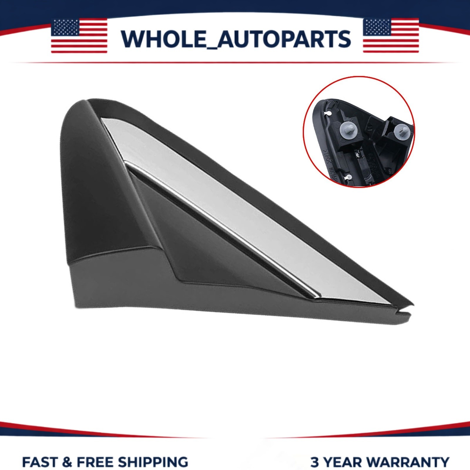 Mirror Corner Triangle Cover Pillar Trim Left Side For 2017-2025 Honda Ridgeline
