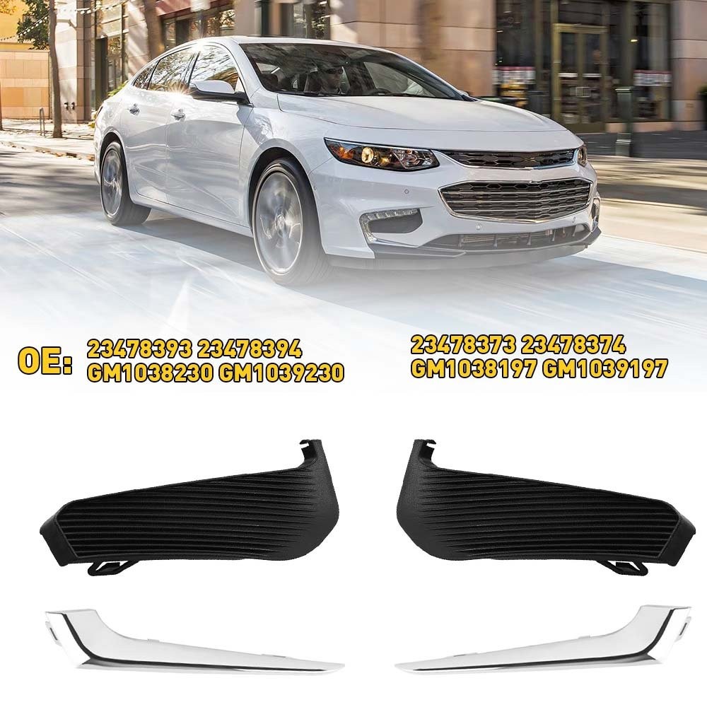 Front Fog Bumper Light Lamp Cover Trim Set Fit 2016 17 18 Chevrolet Malibu USA