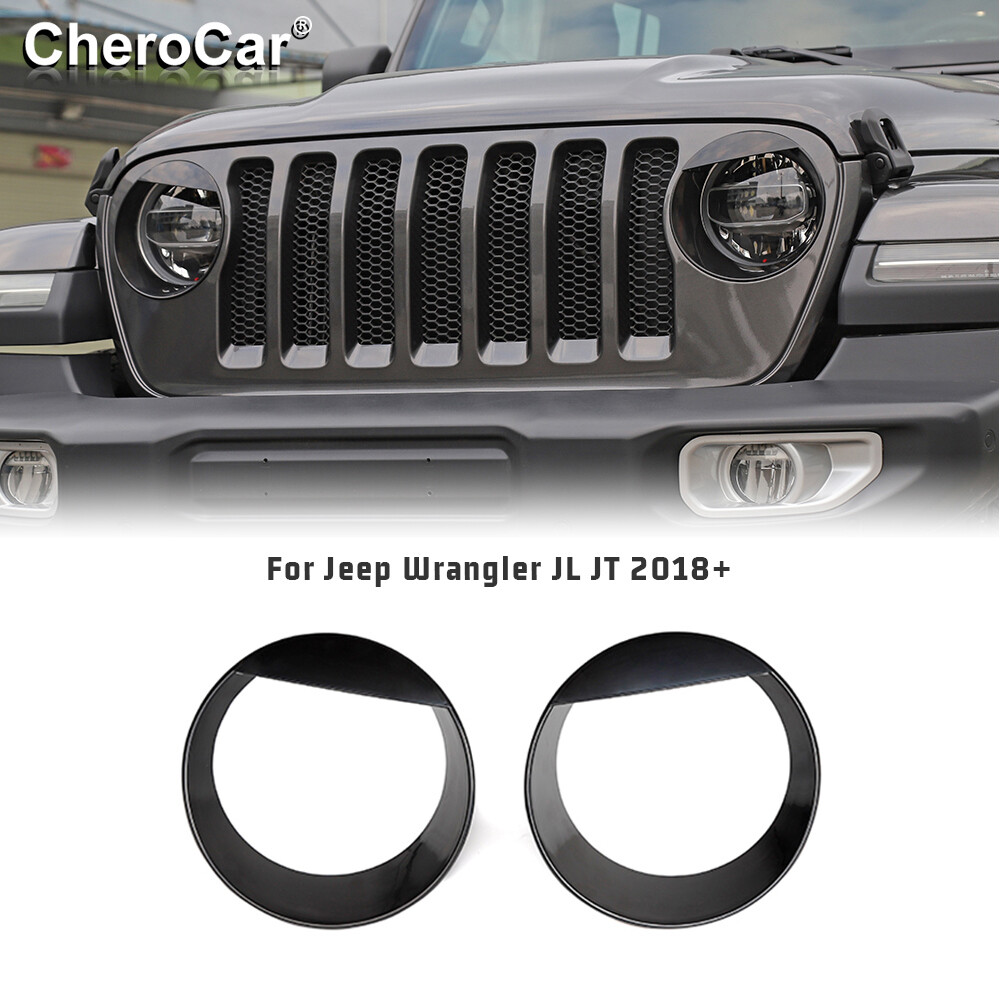 ⭕Front Headlight Cover Insert Eye Bezel for Jeep Wrangler JL /Gladiator JT 2018+