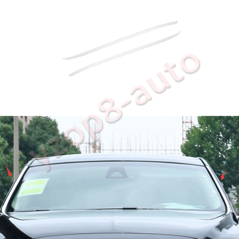 Car For Lincoln Continental 2017-2021 Chrome Steel Front Windshield Decor Trim*2