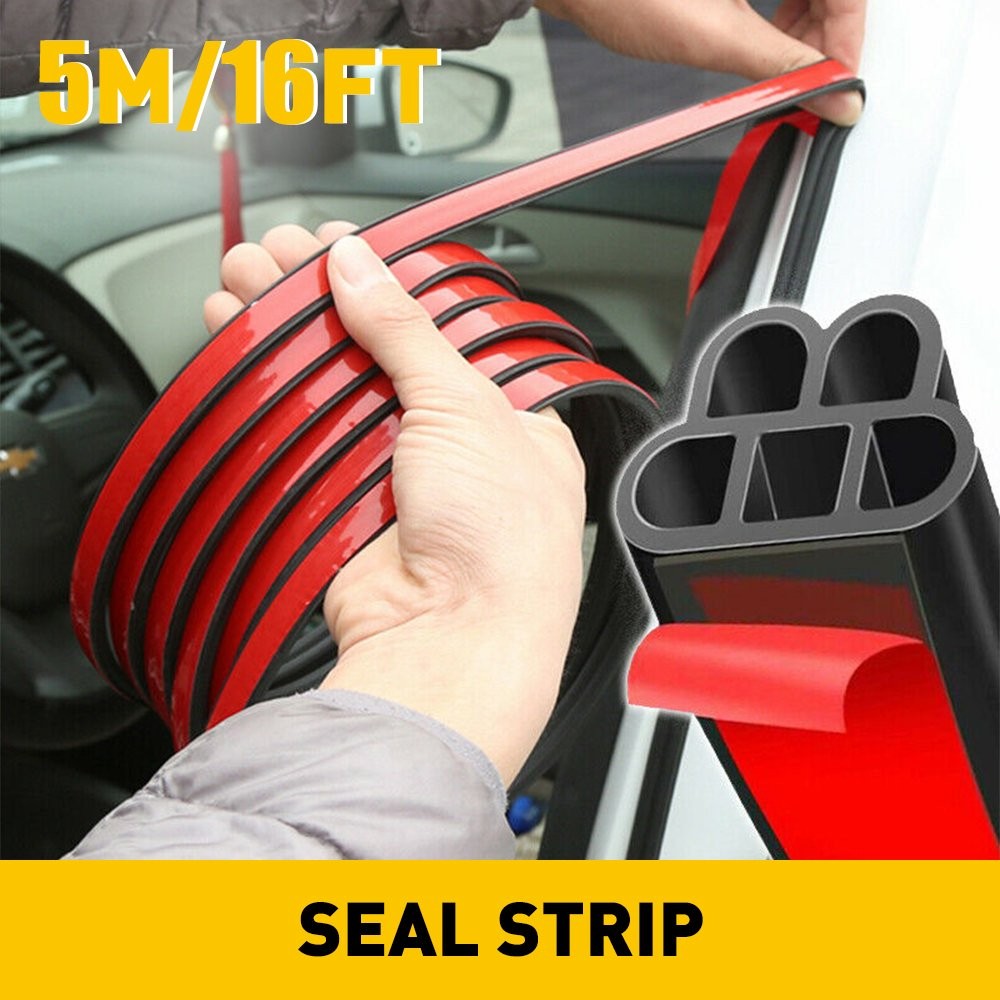 Universal Car Door Rubber Seal Weather Hollow Strip Weatherstrip 16FT 5M L-Shape