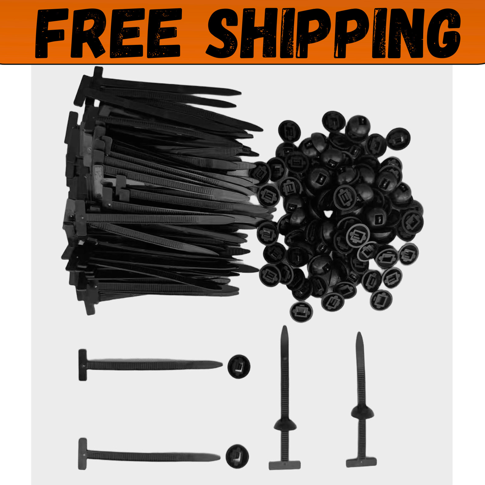 100Pcs Automotive Nylon Cable Tie Fastener Kit – Universal Car Zip Tie Buckle C