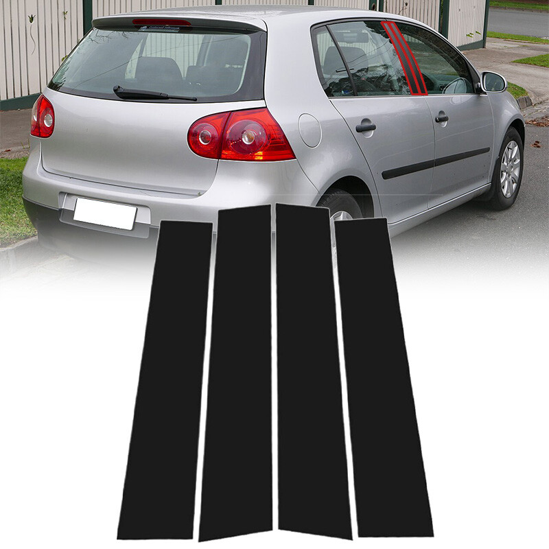 For VW Golf MK5 5 Door 03-2009 Window Pillar Post Stickers Gloss Black