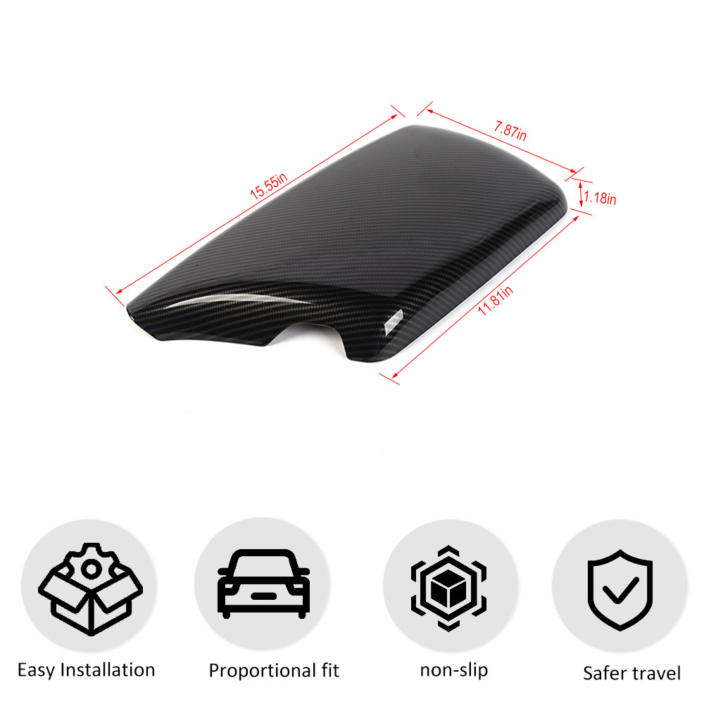 Carbon Fiber Armrest Box Panel Cover Trim For Dodge Challenger 2015+ Accessories
