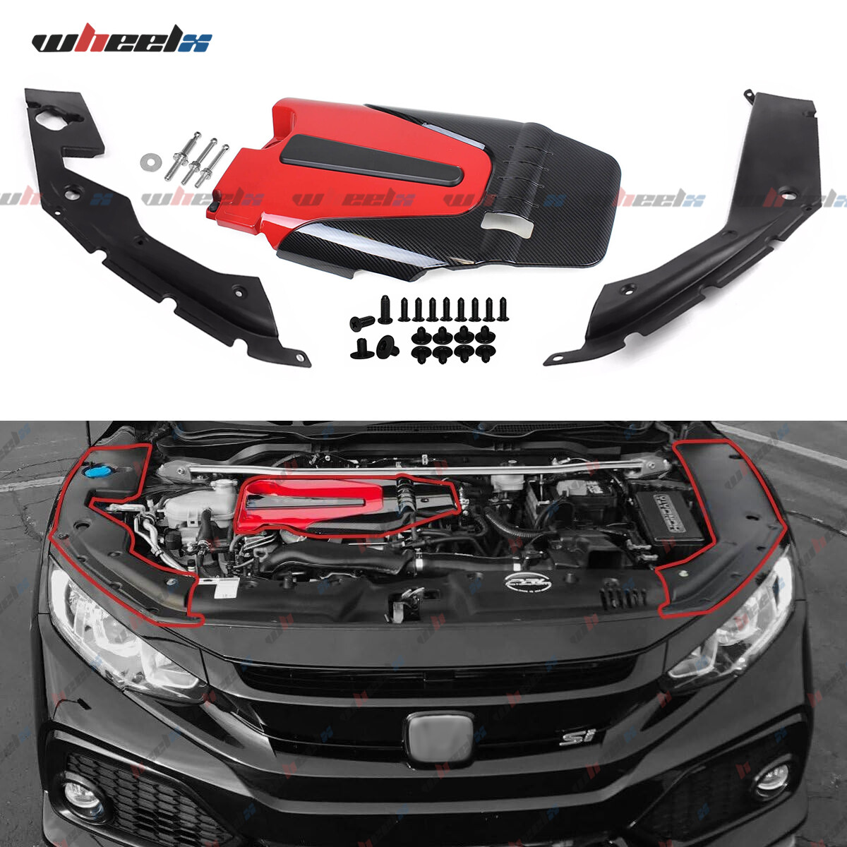 For Honda Accord Civic 1.5T 2016-21 Engine Cover Bonnet Hood & Side Plate Cover