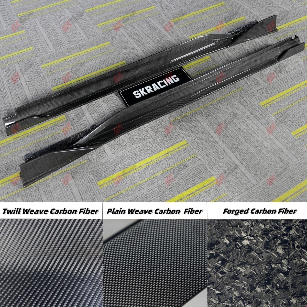 Plain/Twill Weave Carbon Fiber Side Skirts Lip Spoiler Fits Ferrari SF90 2020-24