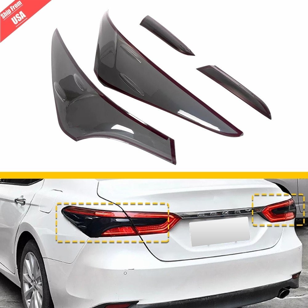 For Toyota Camry 2018-2023 Glossy Black Smoke Rear Taillight Cover Trim Decor