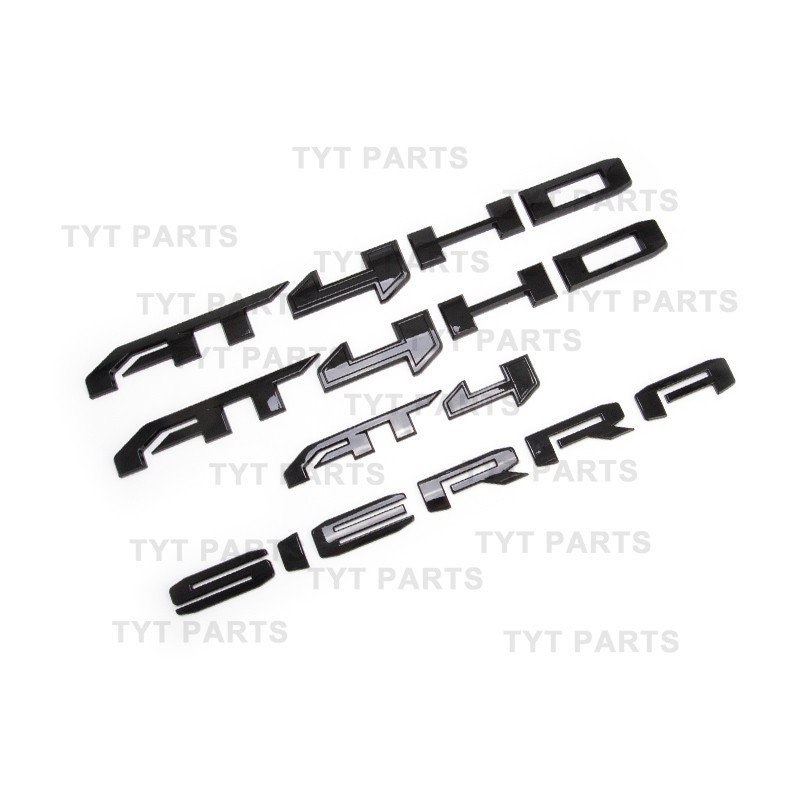 2019-2026 GMC Sierra Front side & Rear and AT4 HD Gloss BLACK Emblem Badge