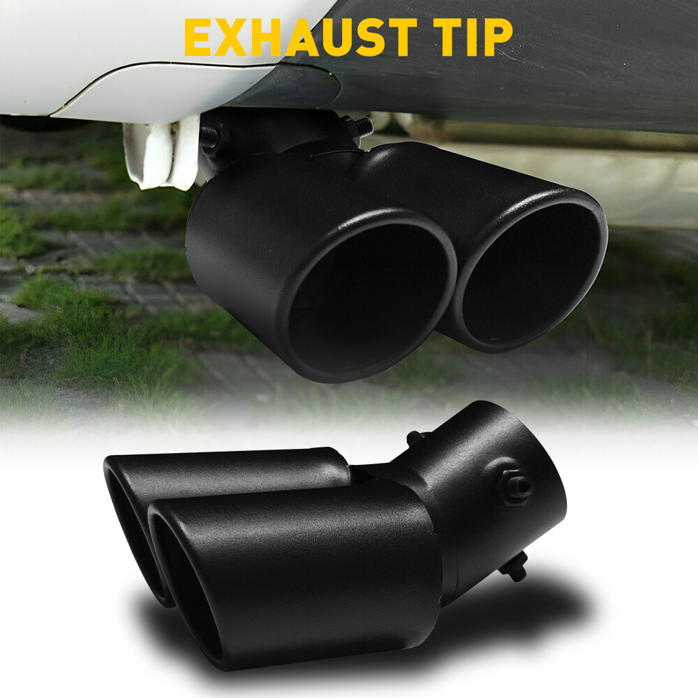 Black Car Stainless Steel Dual Exhaust Pipe Muffler Tip Tail Burnt Titanium Rear