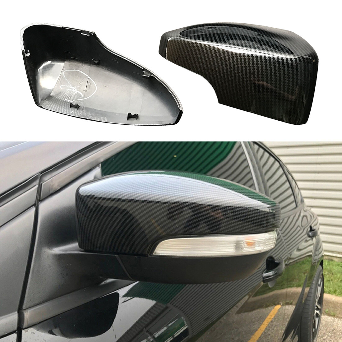Carbon fiber color Rearview Mirrors replace Cover Fit for ford Focus 2012-2018
