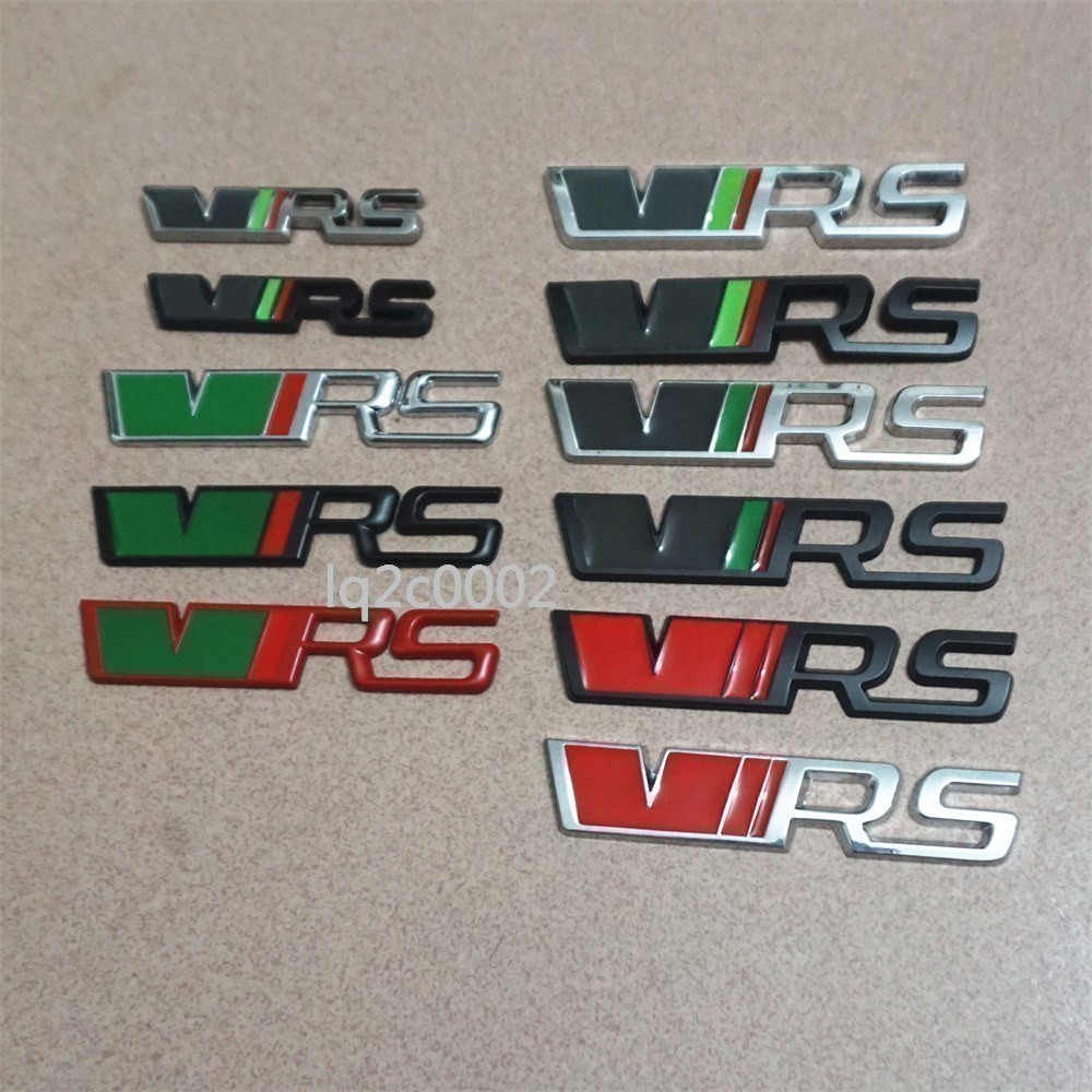 Black Silver RS Chrome Metal Big Grille Emblem + 3x Sticker Decal Badge AWD Line