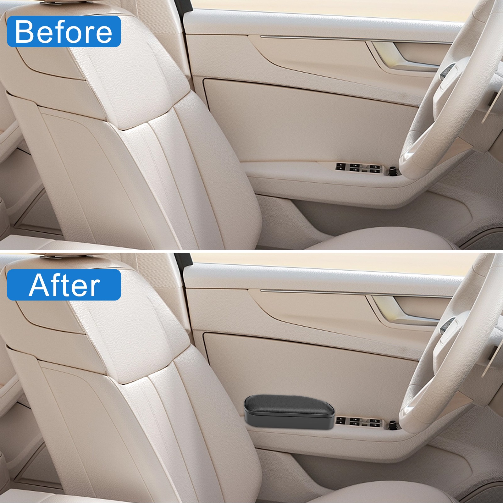 Adjustable Car Door Armrest Pad Support Cushion w/ Storage Auto Arm Rest Pillow