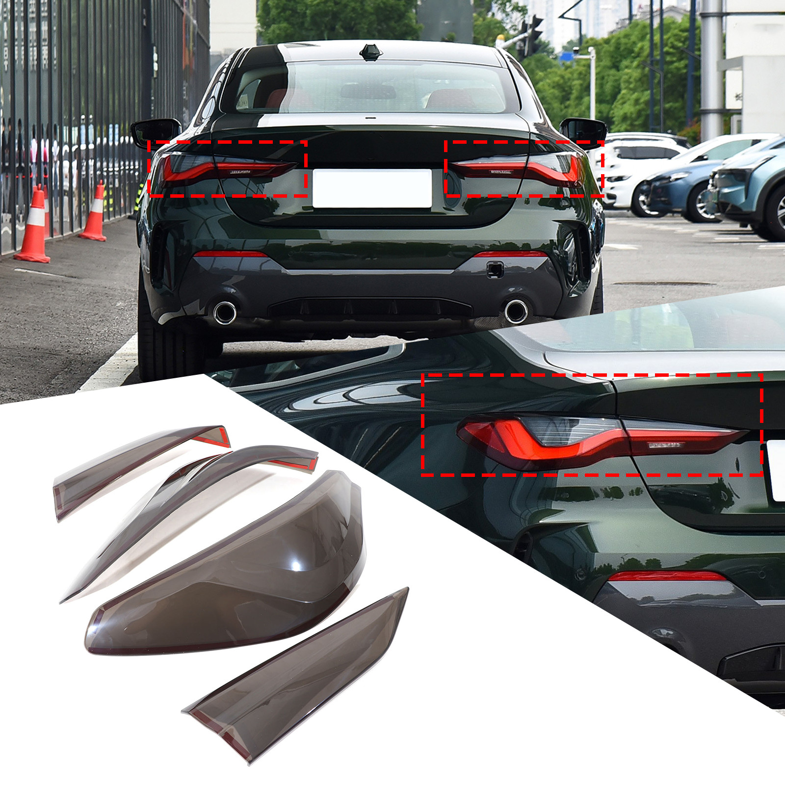Tail Light Smoked Covers ABS Transparent Grey 4Pcs Set For BMW 4 Series 2021+