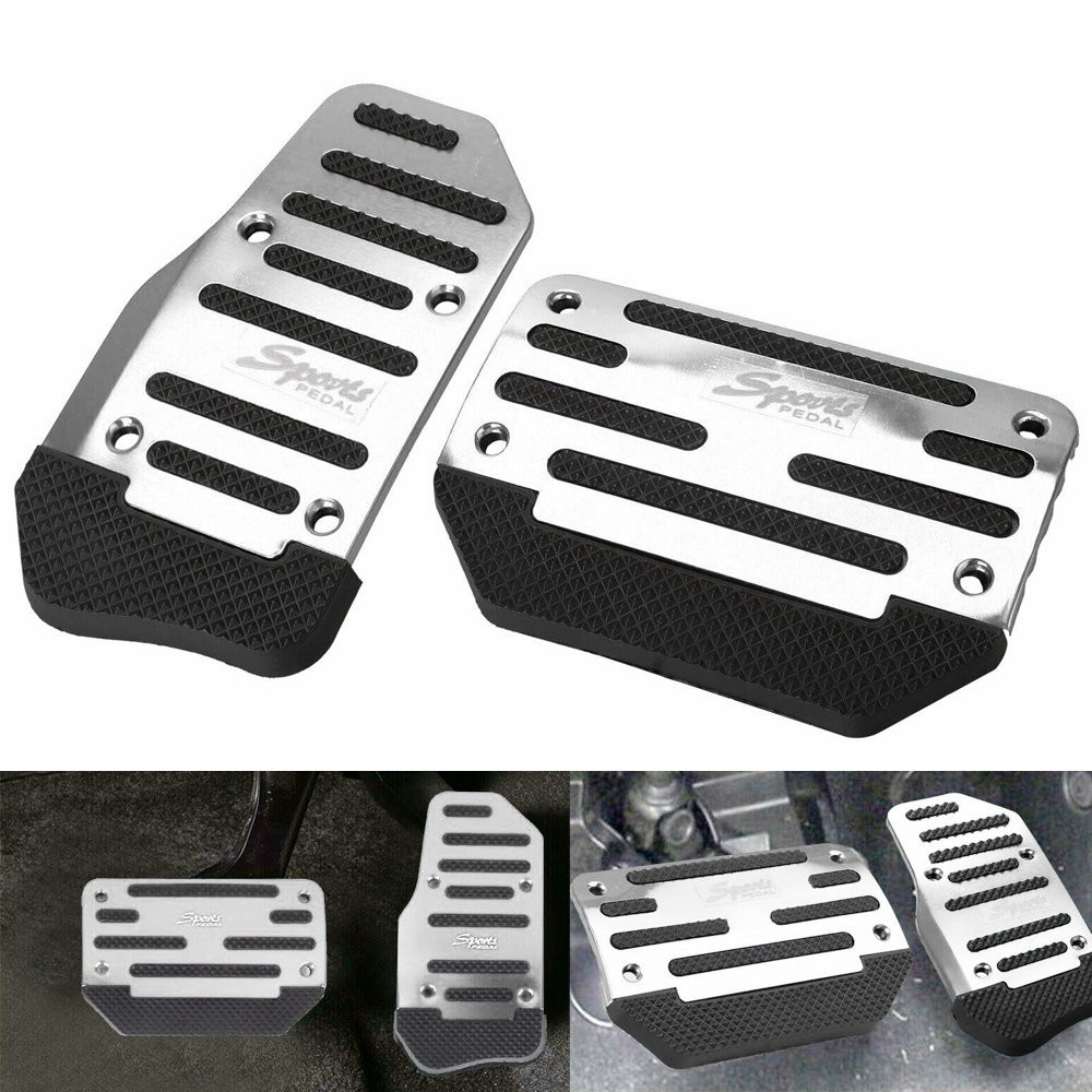 Silver Car Non-Slip Automatic Gas Brake Foot Pedal Pad Cover Set Universal EOA