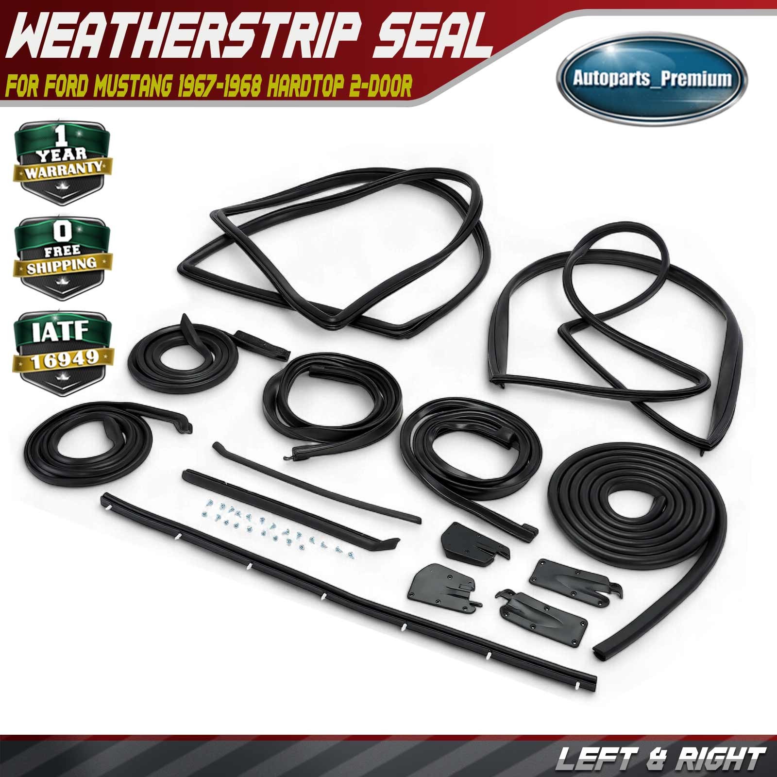 14x Windshield Roof Doors Weatherstrip Seal Kit for Ford Mustang 1967 1968 2dr