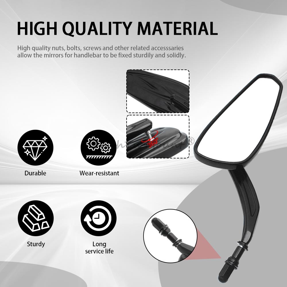 For Harley Davidson Softail Deluxe 8mm Motorcycle Rear View Mirrors Chrome/Black