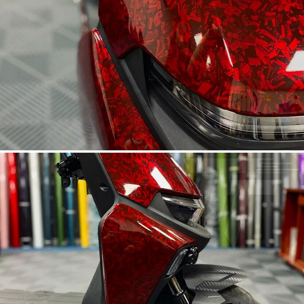 20cm*152cm High Glossy Red Forged Carbon Fiber Car Sticker Adhesive Vinyl Wrap