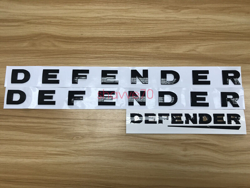 3PCS SET DEFENDER COUNTY 90 110 Gloss Black HOOD BADGE LETTERS FIT LAND ROVER