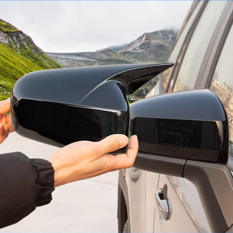 2pcs Glossy Black OX Horn Rearview Mirror Cover Trim For Toyota RAV4 2026