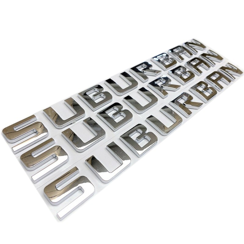 3X Glossy Chrome For Suburban Letters Emblems 3D Door Liftgate Badge 07-20